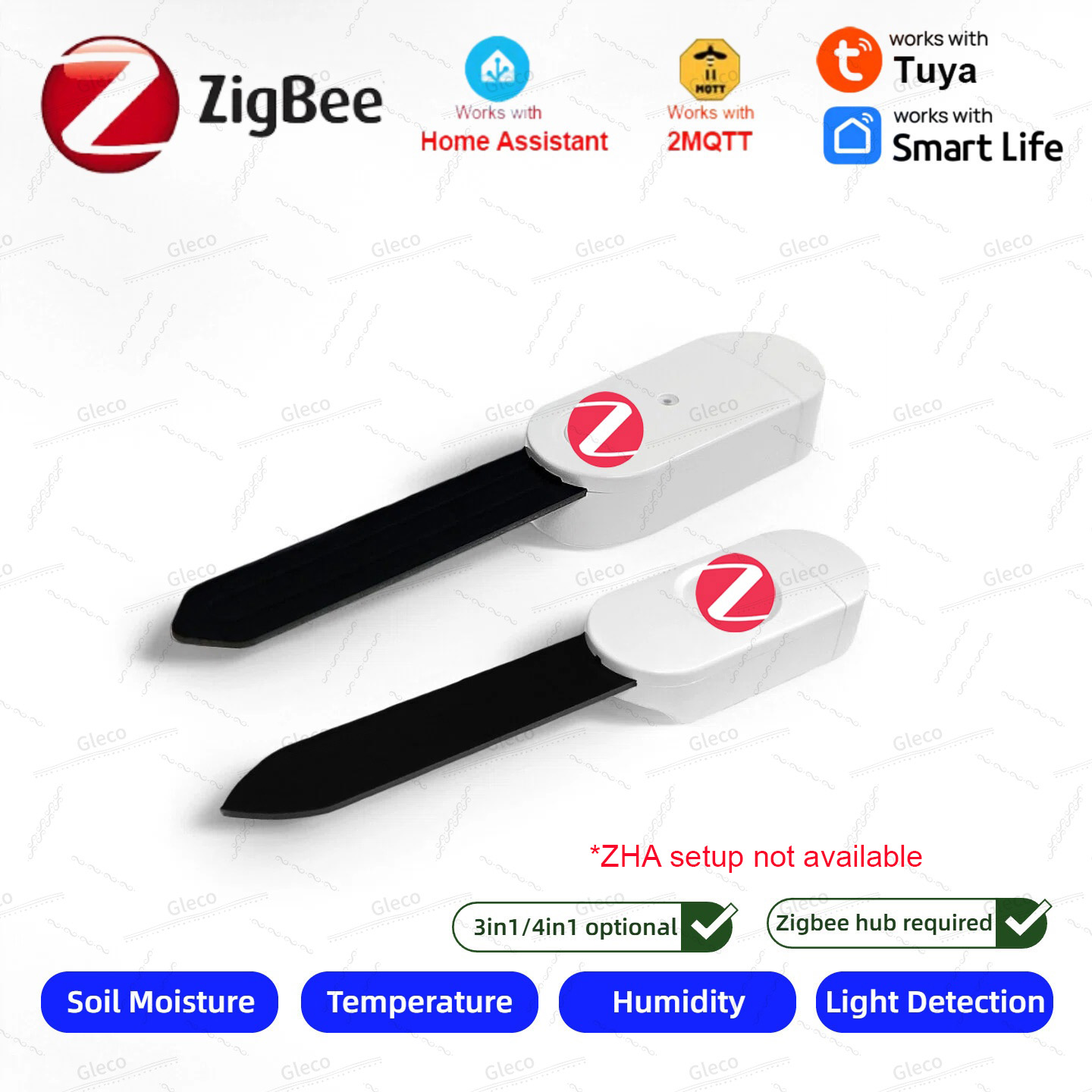 Smart Home Automation Kit - Zigbee Bodenfeuchtigkeitssensor, Messgerät für Temperatur, Luftfeuchtigkeit,